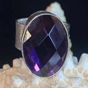 Amethyst faceted cut sparkly ring 8.5 - 9
